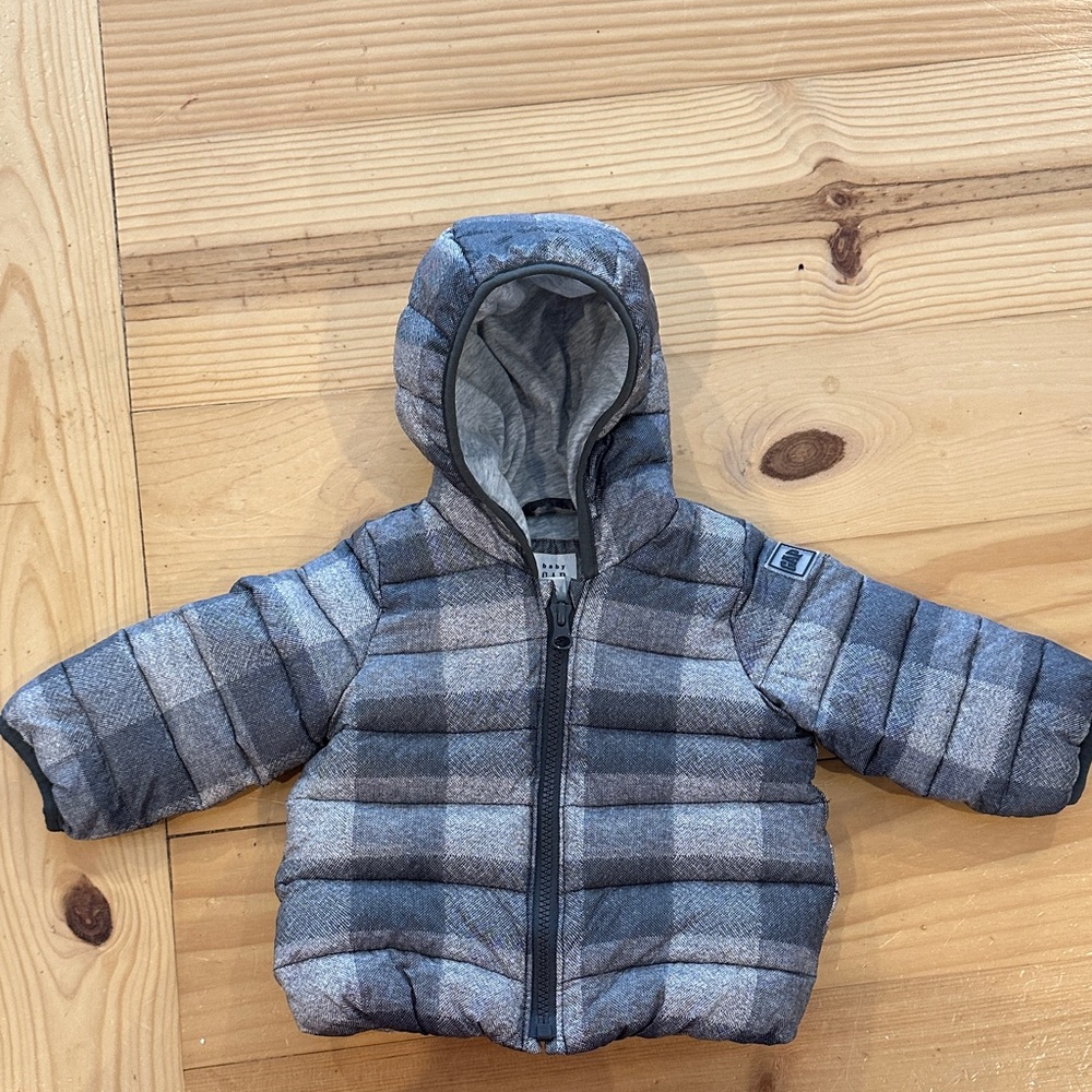 GAP Baby Gray Plaid puffer coat